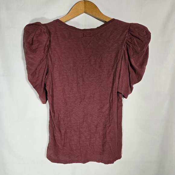 Nation LTD Jillian Bold Shoulder Tee Pima Cotton Rust Shirt Puff Romantic Large - Picture 10 of 10